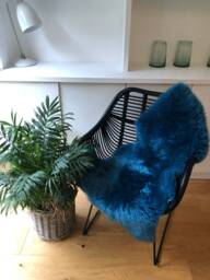 Blue Sheepskin Rug , Green Rug, Deep Sea Fur Chair Cover, Bed Throw, Interior Accessories Deepblue S - thumbnail 1