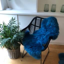 Blue Sheepskin Rug , Green Rug, Deep Sea Fur Chair Cover, Bed Throw, Interior Accessories Deepblue S - thumbnail 4