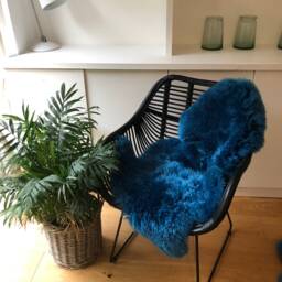 Blue Sheepskin Rug , Green Rug, Deep Sea Fur Chair Cover, Bed Throw, Interior Accessories Deepblue S - thumbnail 2