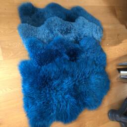 Blue Sheepskin Rug , Green Rug, Deep Sea Fur Chair Cover, Bed Throw, Interior Accessories Deepblue S - thumbnail 3