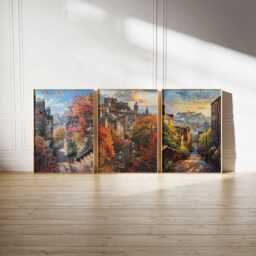 Set Of 3 Edinburgh Posters, Scotland Prints, Castle Wall Art, Old Town Decor, Scottish Travel Poster, Cityscape Print - thumbnail 4