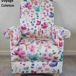Voyage Maison Enchanted Forest Adult Armchair Handcrafted Floral Accent Chair Blue Green Verde Pink Hermione Lyall Sandstone - thumbnail 3