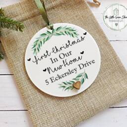 Personalised First Christmas in Our New Home Tree Decoration Ornament 10x10cm - thumbnail 3
