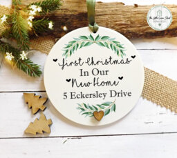 Personalised First Christmas in Our New Home Tree Decoration Ornament 10x10cm - thumbnail 1