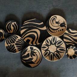 Boho Wicker Basket Wall Decor African Inspired, Set Of 10 - thumbnail 2