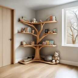 Nursery Bookshelf Tree Bookcase Branches Art Wooden Furniture Living Room Decor - thumbnail 1