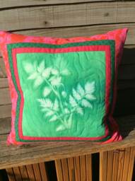 Hand Dyed Green & Pink Plant Cushion Cover - thumbnail 1