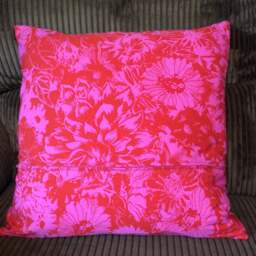 Hand Dyed Green & Pink Plant Cushion Cover - thumbnail 2