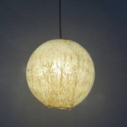Handfelted Pendant Lamp, Sphere, Felt Felted Natural Warm White Hanging Wool Light. Raw Lamp Made To Order - thumbnail 2