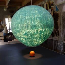Handfelted Pendant Lamp, Sphere, Felt Felted Natural Warm White Hanging Wool Light. Raw Lamp Made To Order - thumbnail 4