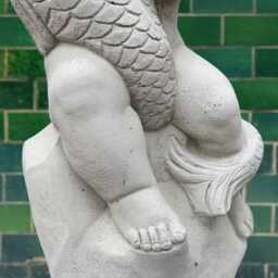 Boy With Fish Garden Sculpture Concrete Boy Figurine Stone Child Ornament Backyard Mythological Decor Handmade Yard Art Gift - thumbnail 4