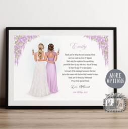 Bride & Bridesmaid Personalised Gift, Sister Wedding Maid Of Honour Gift For Bride - thumbnail 1