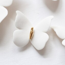 3 Porcelain & 24K Gold Butterflies For Wall Decoration - thumbnail 3