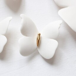 3 Porcelain & 24K Gold Butterflies For Wall Decoration - thumbnail 2