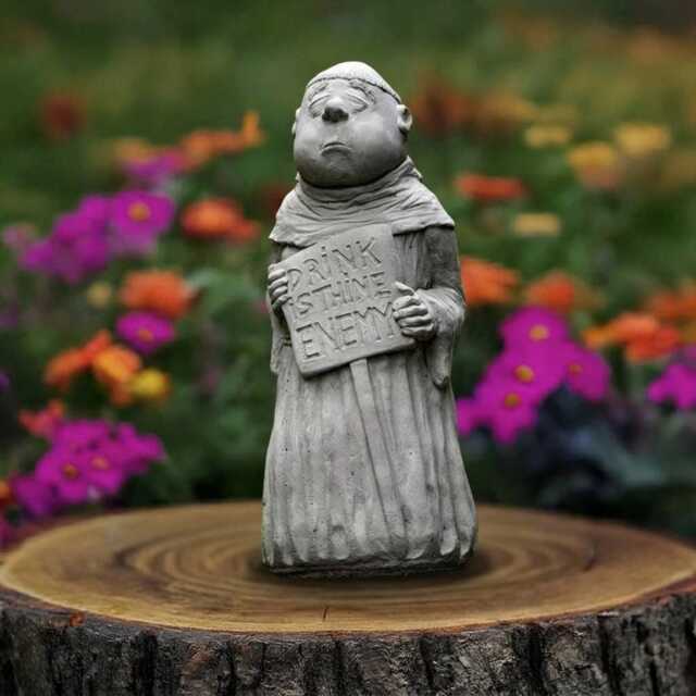 Funny Monk Statue Stone Drink Is The Enemy Garden Concrete Zen Meditation Decoration Buddhist Ornament Lawn Figurine - image 1