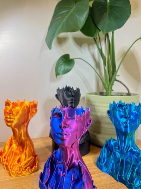Melted Woman Head Planter Artistic Goddess Decor, Eco-Friendly - image 1
