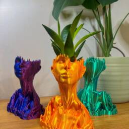 Melted Woman Head Planter Artistic Goddess Decor, Eco-Friendly - thumbnail 2