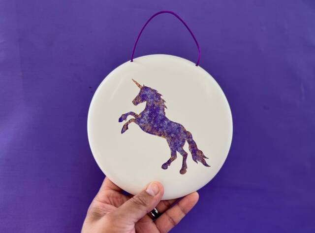 Unicorn Spirit Sacred Energy Plaque, Handmade With Divine Energy & Crystals - image 1