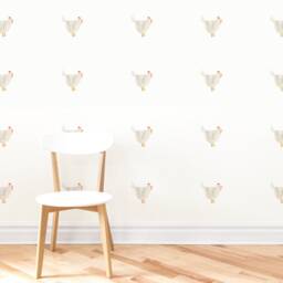 White Chickens - Fabric Wall Decal Modern Farm Mej - thumbnail 2