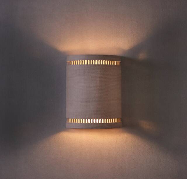 Gray Wall Lamp. Living Room Sconce Lighting. Half Cylinder Ceramic Sconce - image 1