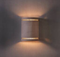 Gray Wall Lamp. Living Room Sconce Lighting. Half Cylinder Ceramic Sconce