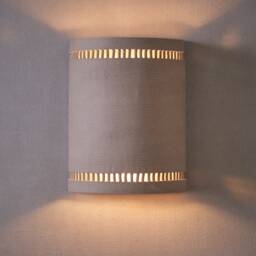 Gray Wall Lamp. Living Room Sconce Lighting. Half Cylinder Ceramic Sconce - thumbnail 2