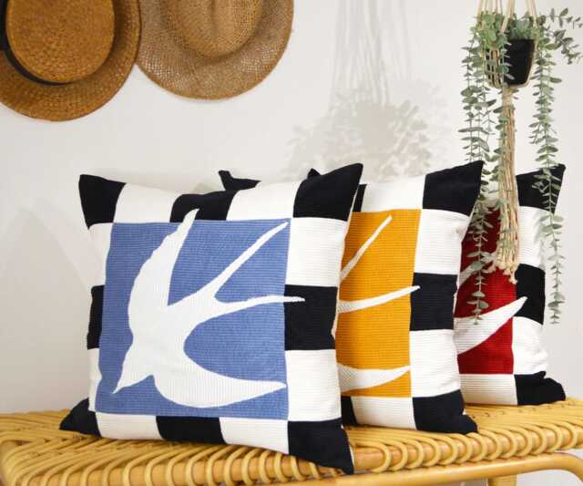 Cushion Cover 30x55 - Handmade in France Corduroy Patchwork - image 1