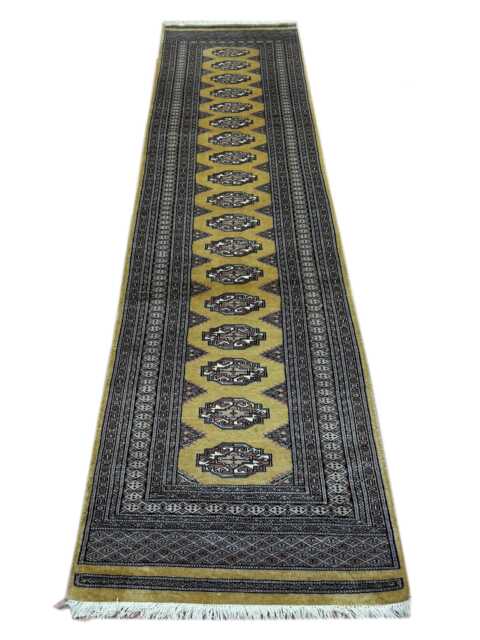 2.6x10 Golden Color Bokhara Rug - Runner Hallway Luxury Long Fine Quality Green Afghan - image 1