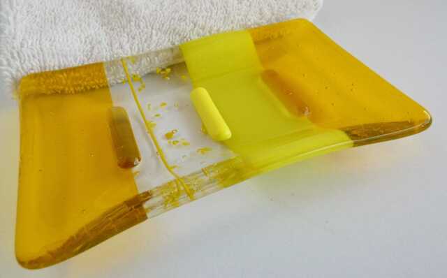 Fused Glass Soap Dish in Yellow By Bprdesigns - image 1