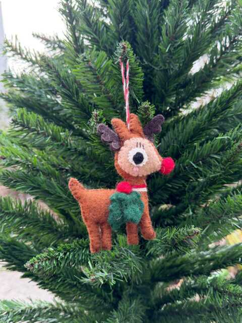 Needle Felt Reindeer Christmas Ornament Handmade Wool Decoration - image 1