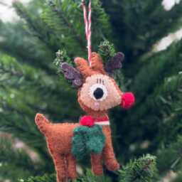 Needle Felt Reindeer Christmas Ornament Handmade Wool Decoration - thumbnail 2