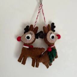 Needle Felt Reindeer Christmas Ornament Handmade Wool Decoration - thumbnail 3