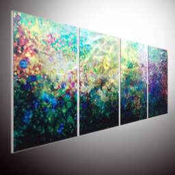 Large Abstract Aluminum Sculpture Wall Art, Colorful Painting - thumbnail 1