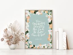 She Confidently Trusts The Lord, Psalm 1127, Christian Art Print, Wall Art, Gifts For Friend, Floral Scripture Print - thumbnail 1