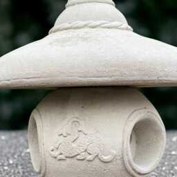 Outdoor Lantern Pagoda Statue Concrete White Sculpture Cement Animal Decoration Front Door Dragon Lover Gift Yard Art - thumbnail 2
