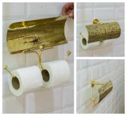 Handcrafted Toilet Paper Holder Sliding Cover, Roll Holder, Double With Dual Tissue