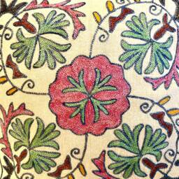 Suzani Cotton Cushion/Pillow Cover Embroidered, 16 X 16 Cream, Details Floral Motif, Pillow Case, Floral Cushion - thumbnail 2