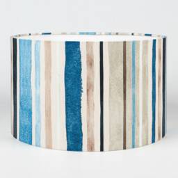 Watercolour Ocean Stripe Lampshade. Traditional Nautical Stripes in Marine Blue & Grey Hues. Cylinder Style Shade. 30cm & 40cm Available - thumbnail 2