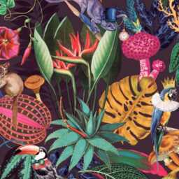 Hot Pink Velvet Drum Lampshade Tropical Wonderland Interior - thumbnail 2