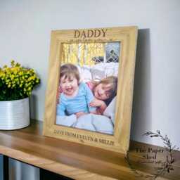 Father's Day Personalised Photo Frame Fathers Day, New Dad Gift, Wooden Picture Daddy, Dad, Grandad, Children - thumbnail 1