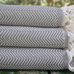 "Turkish Gray Blanket, 200cmx225cm, Bed Cover, King Size Blanket, Turkish Towel, Bed Rug, 79""x89" - thumbnail 3