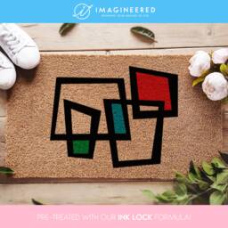 Front Door Doormat, Welcome Mat, Mid Century Modern Decor, Housewarming Gift, Coir Abstract Squares Doormat Rug - thumbnail 1