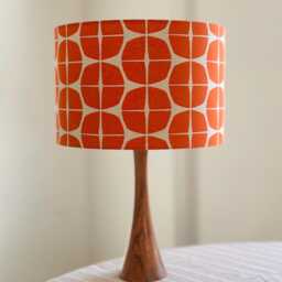 Handmade Retro Orange/Yellow Navy Blue Geometric Pattern Lampshade Japanese Canvas Cotton Table Lamp Interior Accent - thumbnail 2