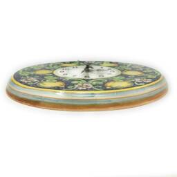 Italian Ceramic Wall Round Clock Art Pottery Hand Painted Decorated Lemons Made in Italy Tuscan - thumbnail 2