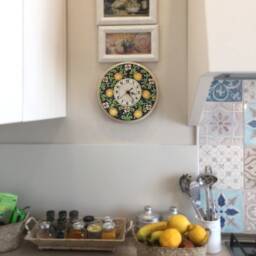Italian Ceramic Wall Round Clock Art Pottery Hand Painted Decorated Lemons Made in Italy Tuscan - thumbnail 3