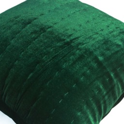 Green Velvet Pillow, Emerald Pillow Cover, Euro Shams, Bedding, Pick Stitch Covers Quilted Shams - thumbnail 3