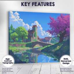 Charming Riverside Stone Cottage Spring Blossom Village Landscape Canvas Wall Art Print Decor Picture Ready To Hang - thumbnail 1