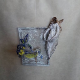 Wall Art Abstract Metal Mom Gits From Daughter Woman With Flowers Irises Wabi Sabi Hanging Wire Mesh Sculpture Housewarming Wedding 3D - thumbnail 3