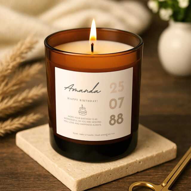 Happy Birthday Candles Flower Patterned Candle Present Party Personalised Message Her Celebration Gift Best Friend - image 1