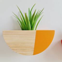 Japandi Wall Planter Indoor Wood 3 Pieces Set, Hanging Planters For Plants, Air Plant Live Holder Wall, Christmas Gift, Floral Decor - thumbnail 2